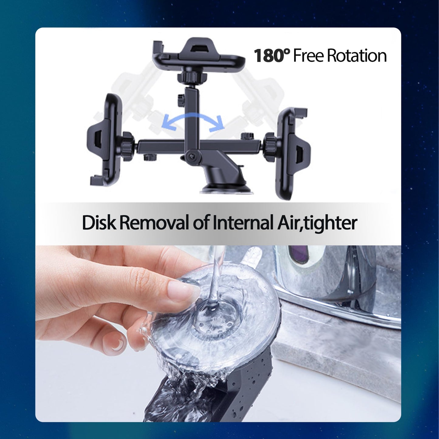 3-in-1 Car Phone Holder Mount Powerful Suction Phone Mount for Car Dashboard Air Vent Windshield,for All iPhone Android Phone (Black)