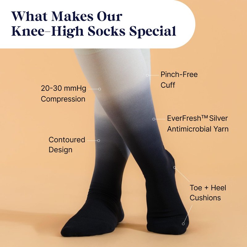 Comrad Nylon Knee High Socks - 20-30mmHg Firm Compression Socks, (Large, Rose) - Soft & Breathable Support Socks for Men, Pregnant Women, Nurses, Workout, Home, Work & Travel