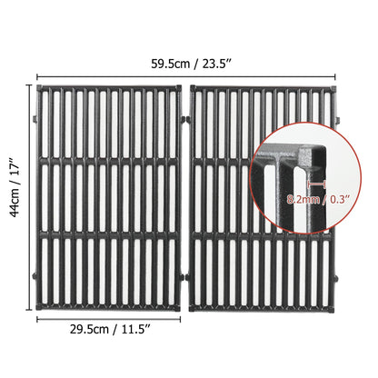 onlyfire Cast Iron Cooking Grates for Weber Spirit I & II 300 Series Gas Grills, Spirit 400 Series, Spirit 700, Genesis Silver B/C, BBQ Replacement Grill Grate Fits Weber 7638/7639, 2 Pcs