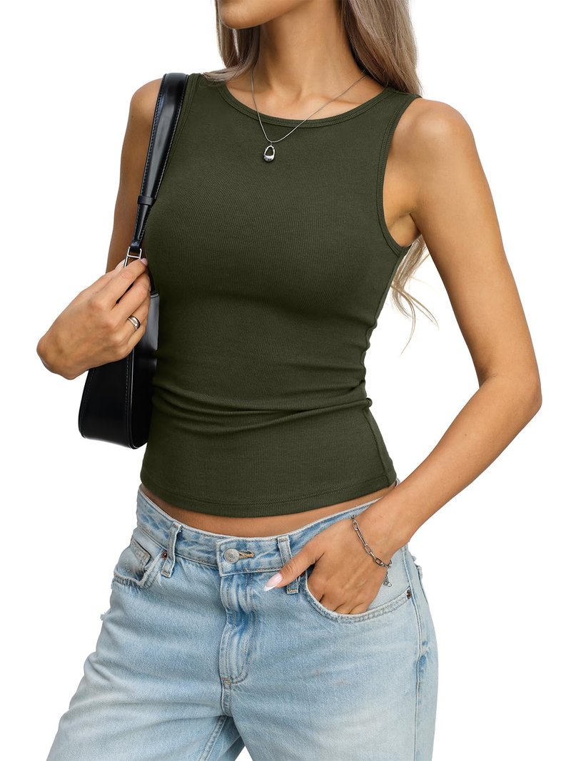 EasyGala Women Cotton Ribbed Tank High Neck Sleeveless Shirts Basic Summer Going Out Top Cute Slim Fitted Clothes 2026