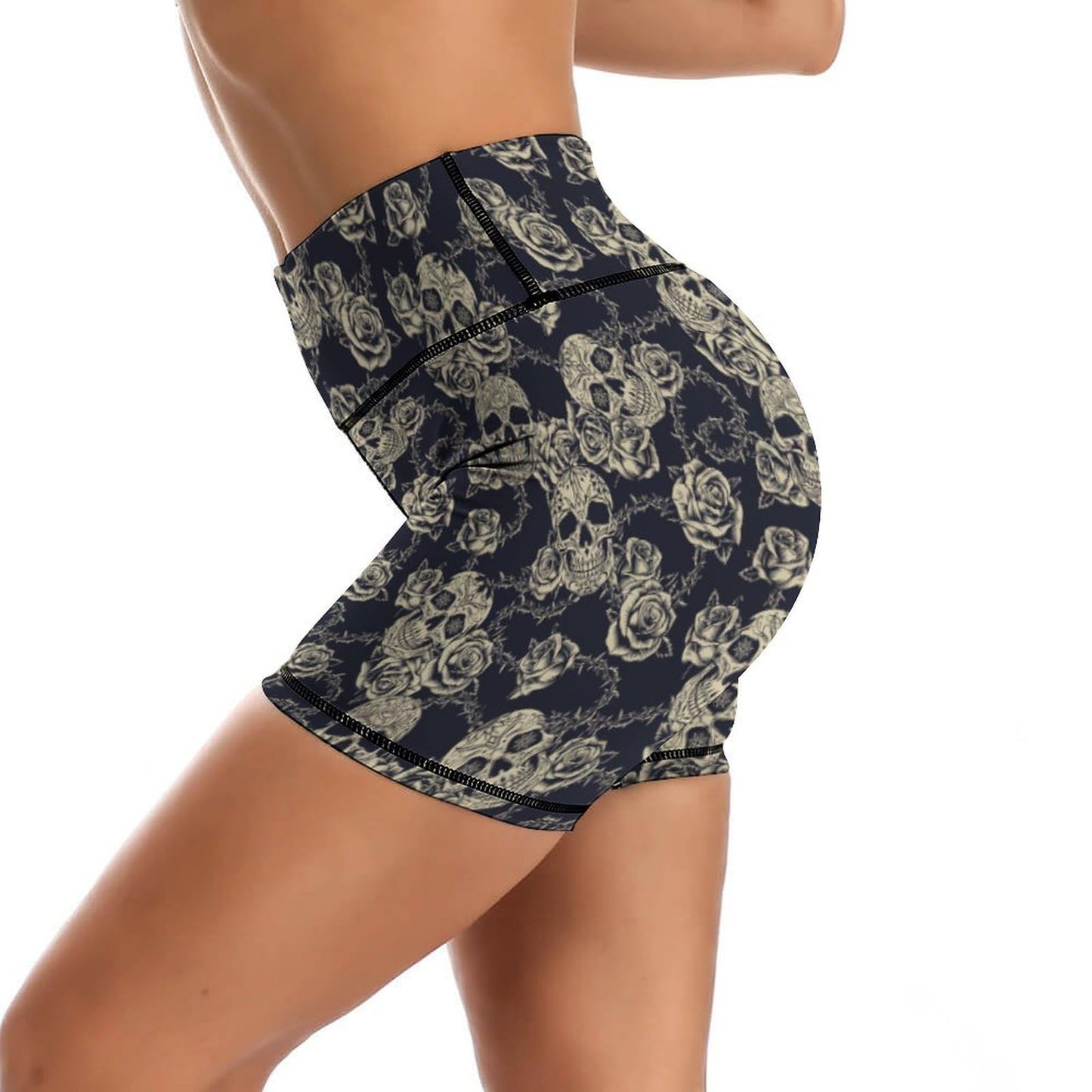 Skull Yoga Shorts High Waisted Biker Shorts for Womens Athletic Running Workout XL