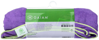 Gaiam Yoga Towel - Mat Sized Active Dry Non Slip Moisture Wicking Sweat Absorbent Microfiber Hot Yoga Towel for Women & Men | Stay-Put Corner Pockets (70" Long x 26" Wide)
