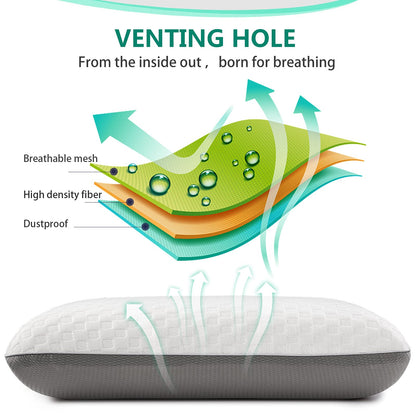 Fityou Memory Foam Pillow for Side, Stomach and Back Sleepers, Ergonomic Neck Pillow for Deep Sleep, with Cooling, Washable Case