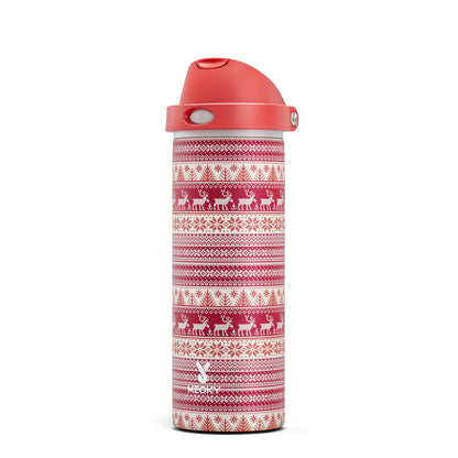 24 oz Insulated Water Bottle for Christmas: Meoky Stainless Steel Water Bottle with Straw and Spout Lid - Leak Proof, Cold for 24 Hours, Fits in Car Cup Holder, Christmas Gifts for Adults, Merry Trio