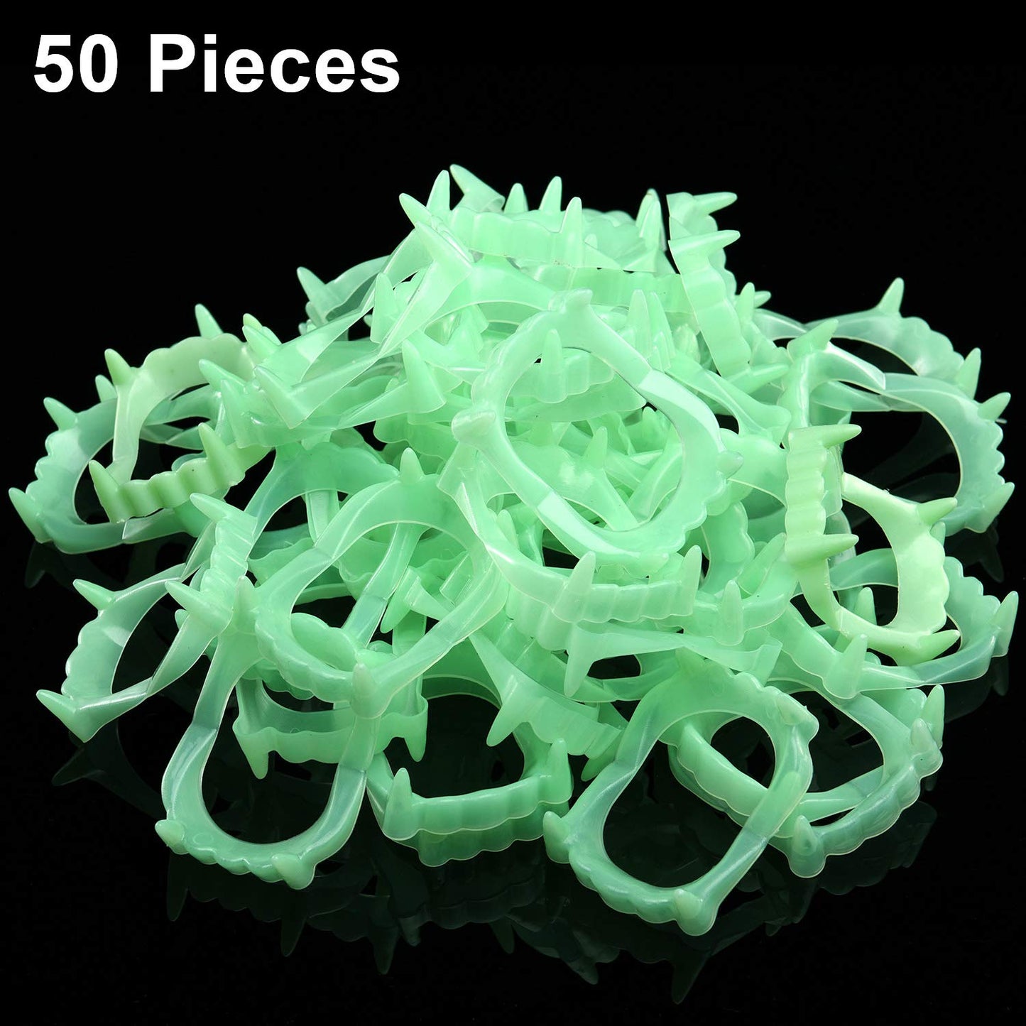 50 Pieces Halloween Vampire Teeth Glow in The Dark Plastic Glowing Vampire Fangs Teeth for Kids Dress Up Pretend Play Halloween Cosplay Masquerade Party Costume Decorations