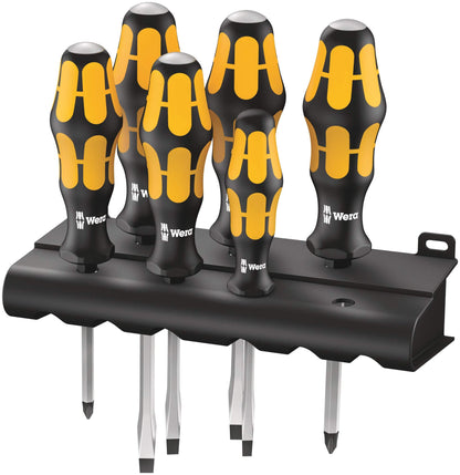 Wera 932/6 Kraftform Chiseldriver screwdriver set and rack, Phillips/Slotted, 6pc, 05018282001, Silver