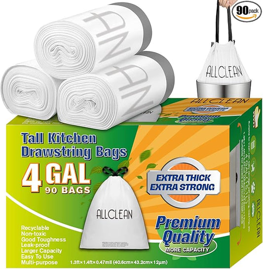 ALLCLEAN Small Trash Bags 4 Gallon