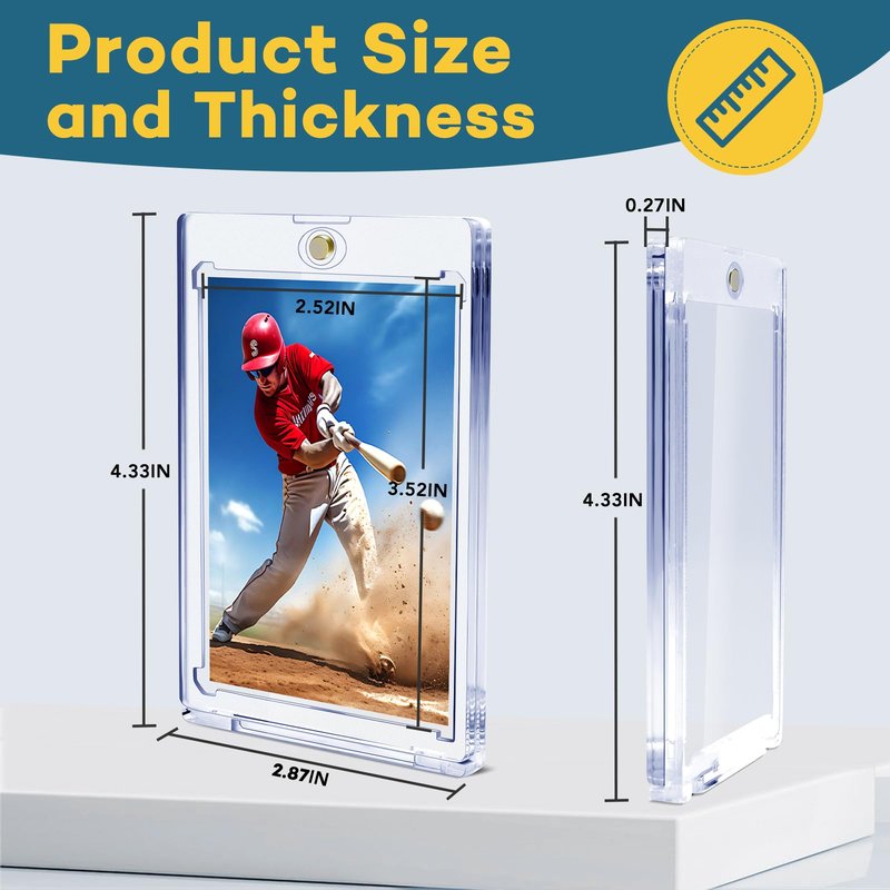 ZENOWICK 16ct Magnetic Card Holders, 35pt One Touch Card Holder, U-V Protection Hard Plastic Case for Trading Cards, Display Case for Sports, Baseball, Football, Game Cards