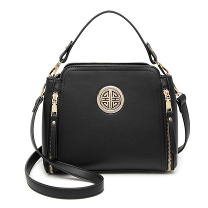 Miss Lulu Handbags for Women Cross Body Bag Girls Fashion Shoulder Bag PU Leather Top Handle (Black)