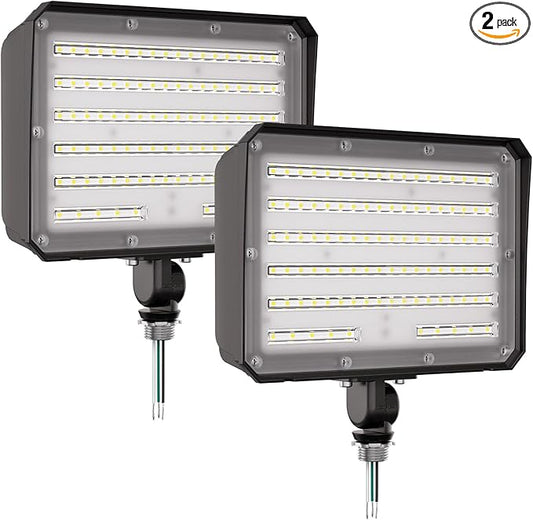 CINOTON 100W LED Flood Lights Outdoor, 14000LM IP65 Waterproof Outdoor Security Wall Light Fixture with 180°Knuckle for Warehouse Porch Barn Garage Building 5000K 100V-277V 2 Pack
