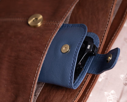 Real Leather Glasses Case in Brown genuine leather spectacle pouch ladies mens