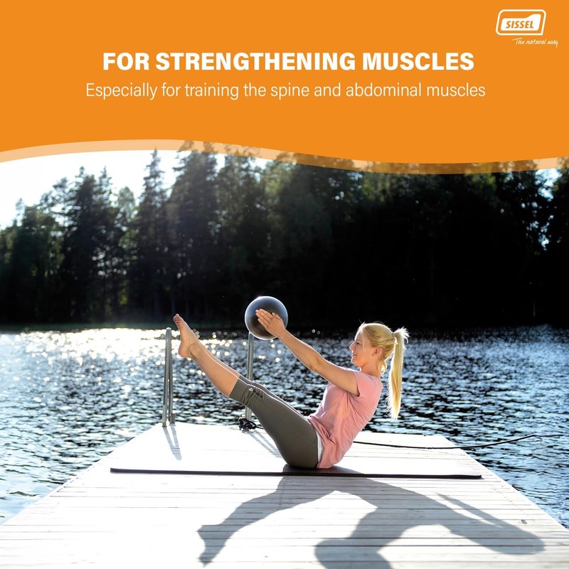 SISSEL Pilates Soft Ball - 8.5 in Gray | Phthalate-Free PVC for Deep Relaxation & Muscle Strengthening | 340 lbs Capacity