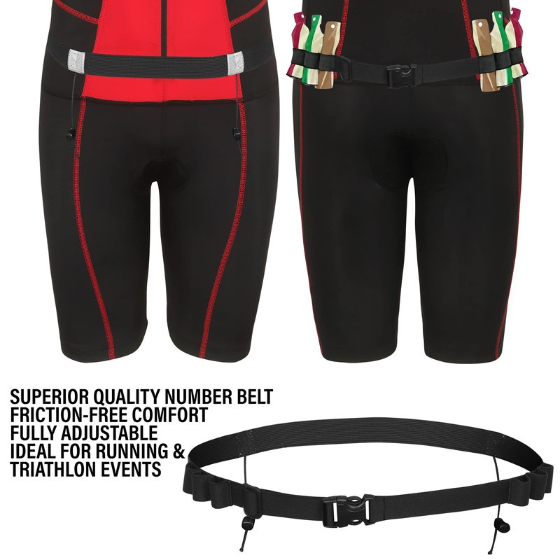 Deux Roues Youth Triathlon Suit Racing Tri Cycling Skin Suit Bike Swim Run - Bonus Race Bib Belt (Red, Youth 14)