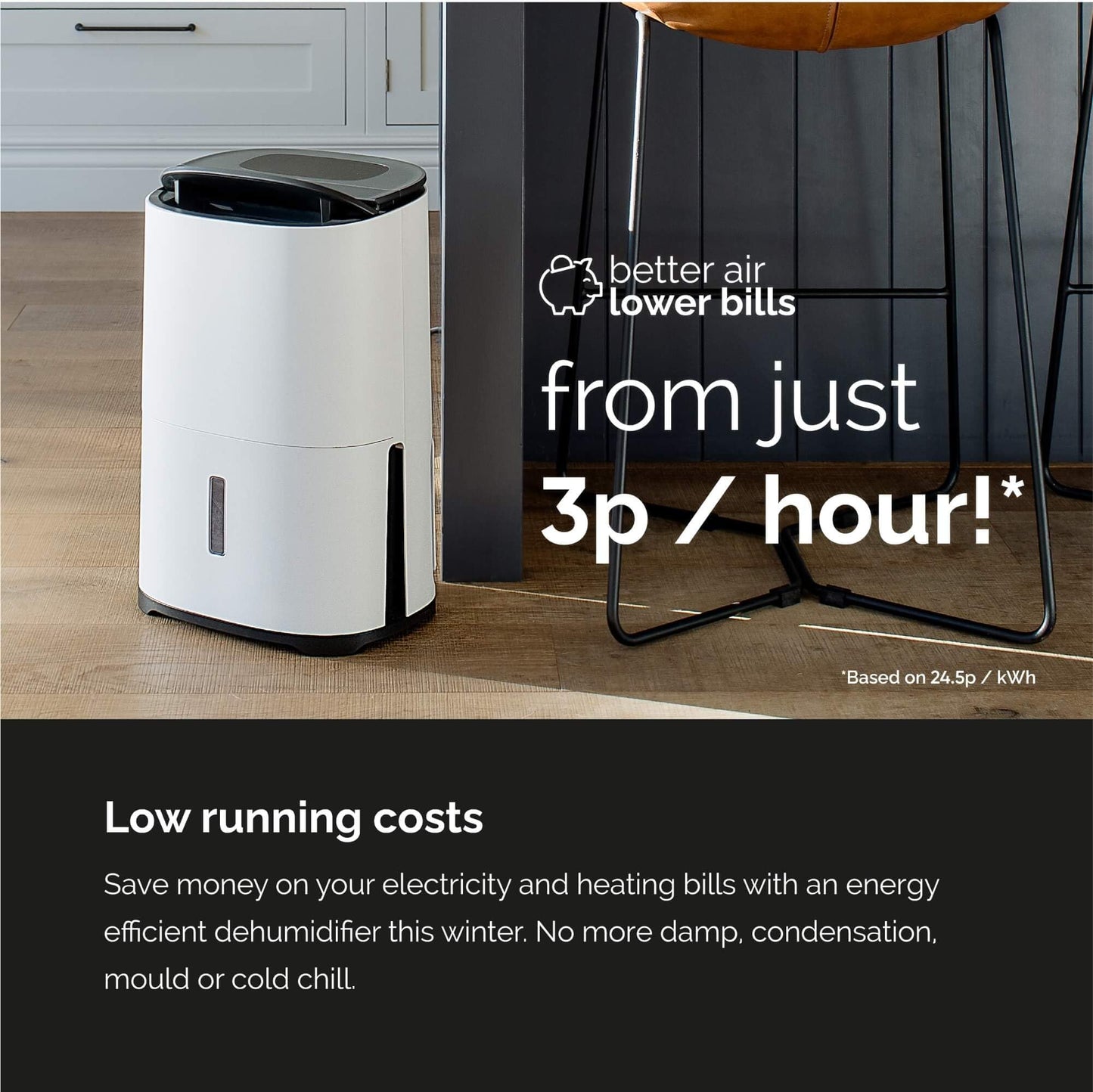Meaco MeacoDry Arete® Two 12L Dehumidifier & HEPA H13 Air Purifier, Low Energy, Low Noise, Wi-Fi Meaco App, Smart humidity mode, removes moisture in homes and flats, 5x year warranty