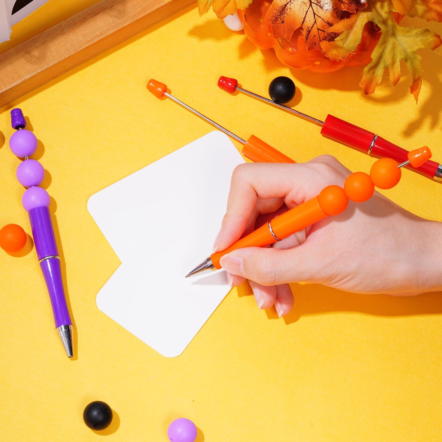 jiebor 30Pcs Halloween Beadable Pens Plastic Bead Ballpoint DIY Cute Cool Pens Black Ink for Students Teacher Women Men Bridal Graduation Gift Office School Supplies