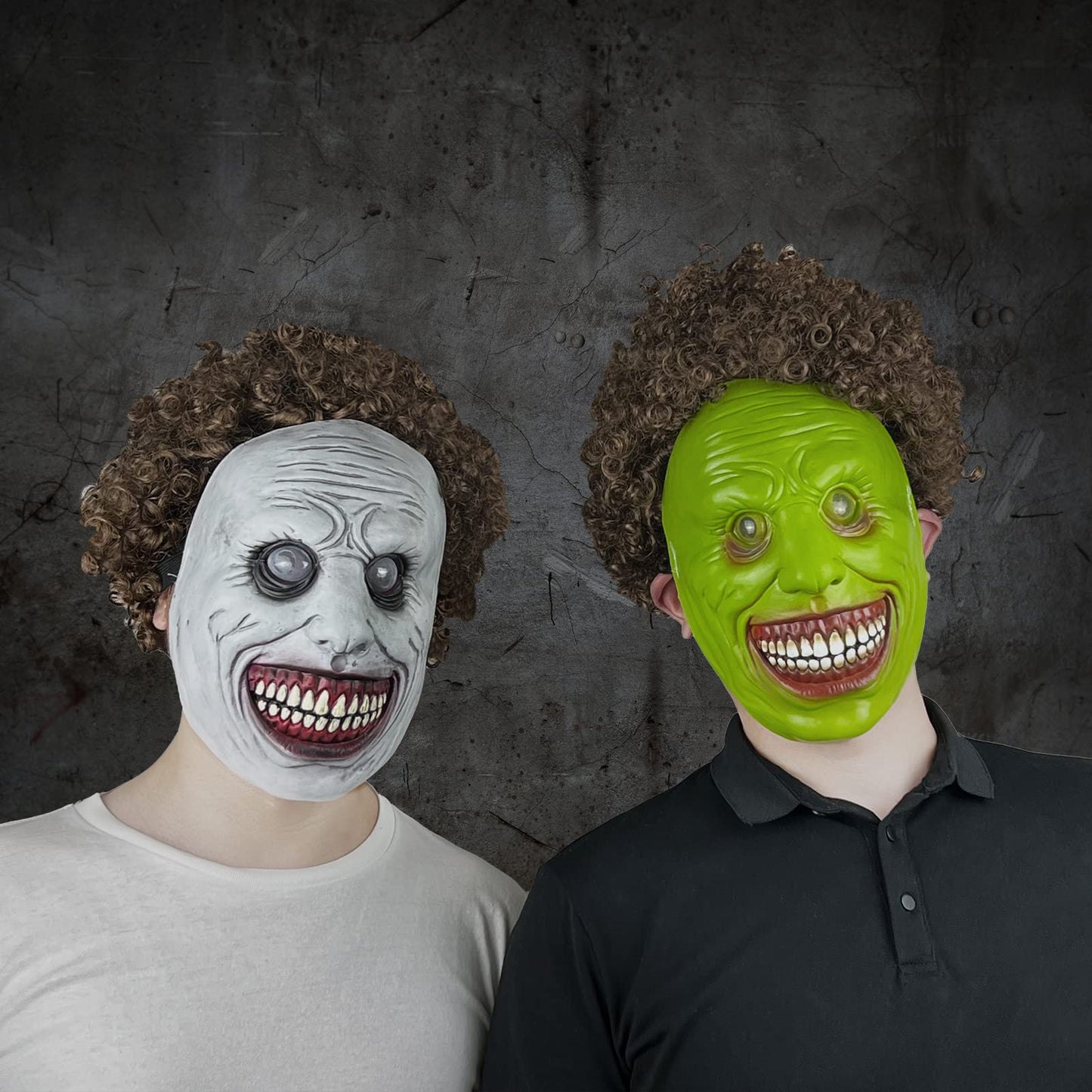 Scary Halloween Mask Smiling Demons Horror Scariest Creepy White Masks with Eye for Cosplay