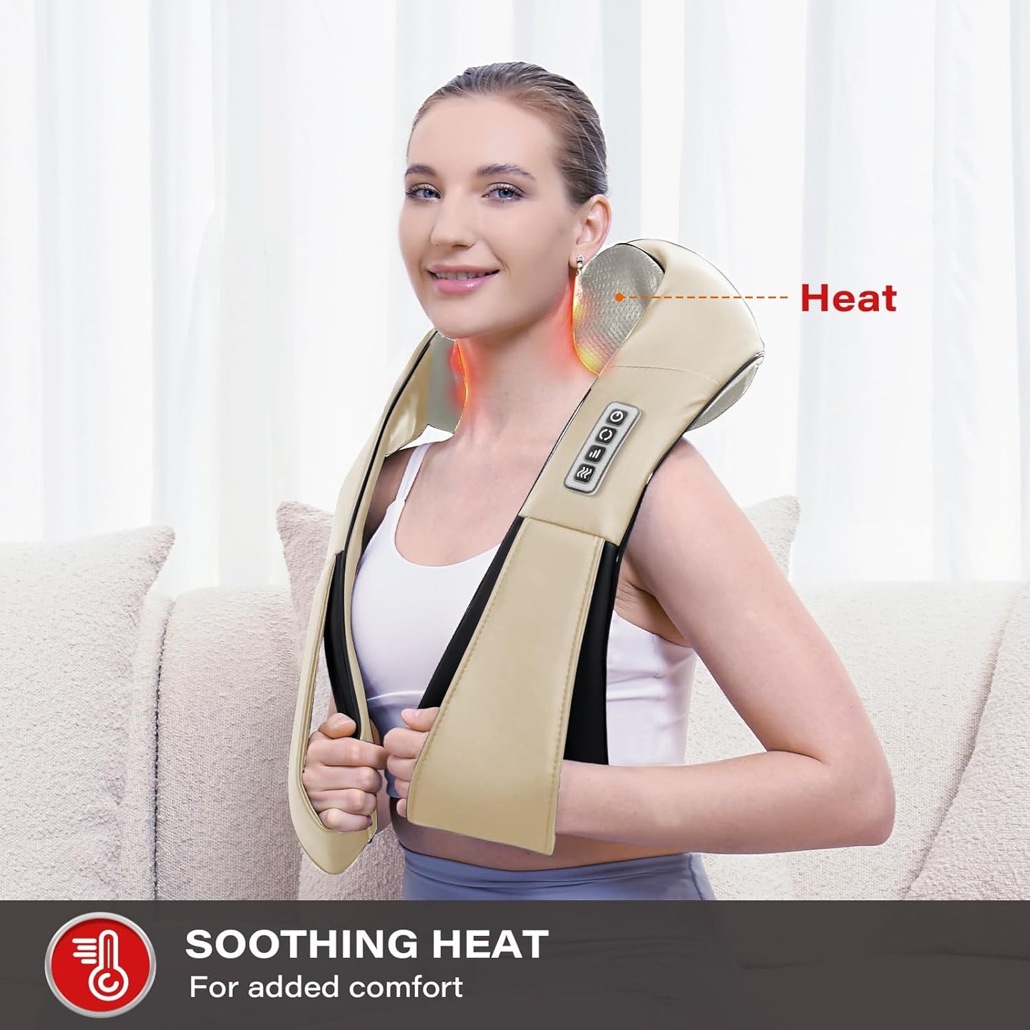 Neck Back Massager, Shiatsu Neck and Shoulder Massager with Heat, 3D Deep Tissue Kneading Massager Electric Massager for Shoulder, Back, Leg Muscle Pain Relief, Home & Office Use (Black)