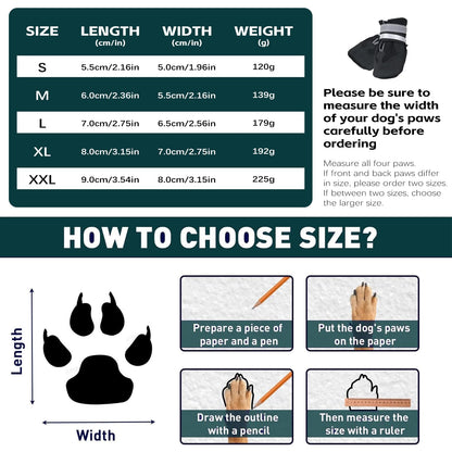 Dricar Dog Shoes, Set of 4 Dog Boots for Injured Paws, Waterproof Anti Slip Dog Shoes for Walking, Paw Protectors with Reflective Straps for Medium Large Dog (L, Black)