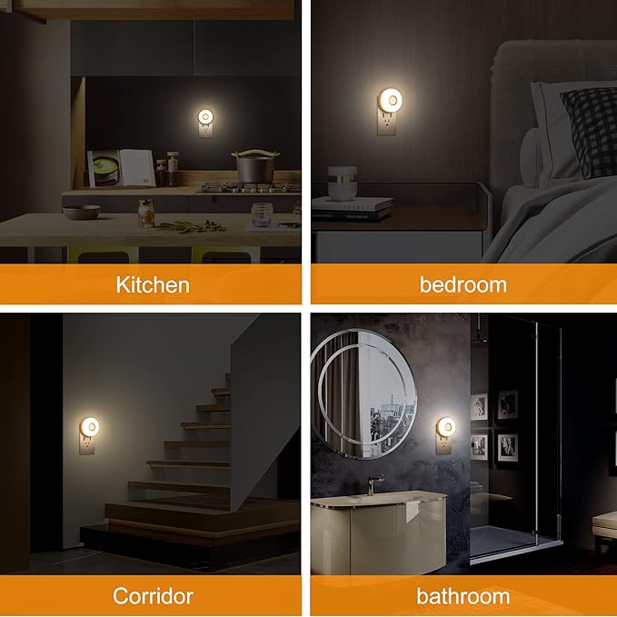 Night Lights Plug Into Wall, 200LM Bright Plug in Night Light, Motion Sensor Nightlights Plugin Wall Decorative for Home (Cool White 2Pack)