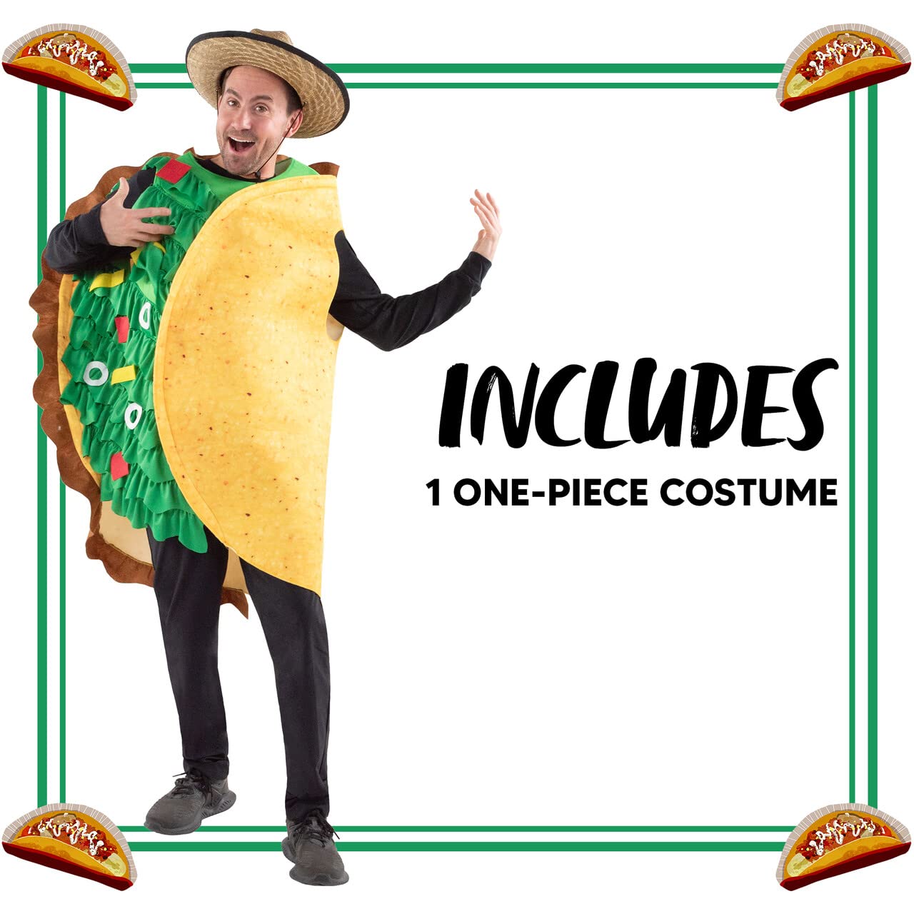 Spooktacular Creations Taco Costume Adult Men Realistic Deluxe Set for Halloween Dress Up Party Theme Activities
