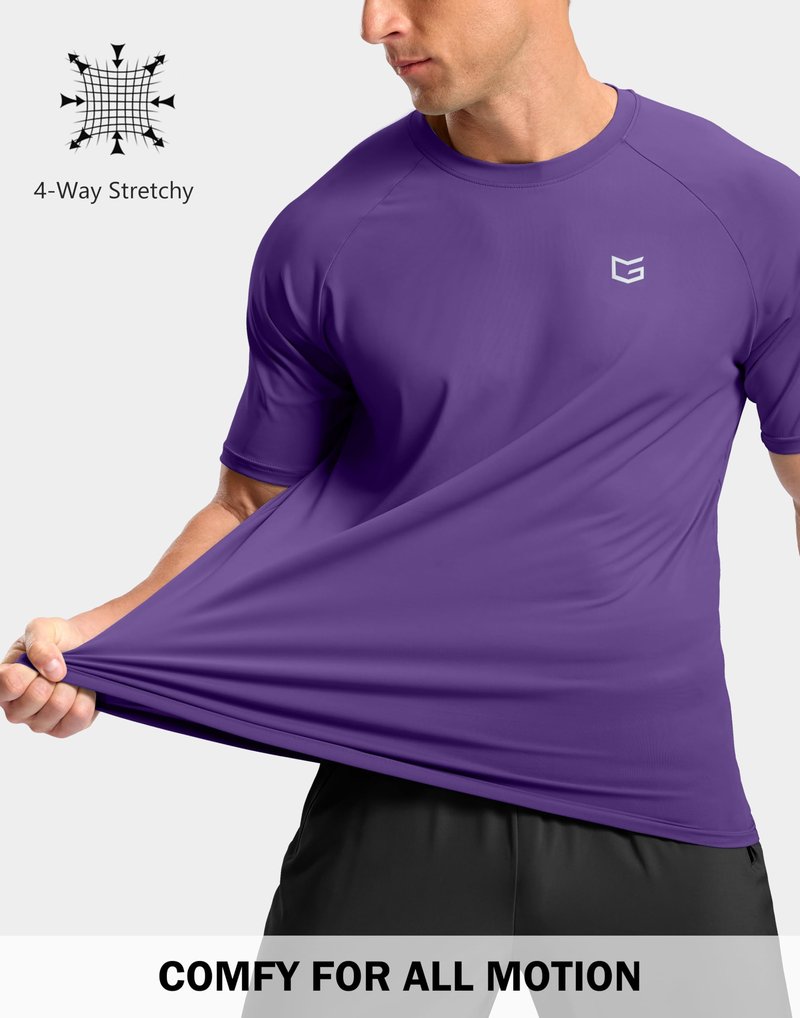 Men's Athletic Workout T-Shirts Moisture Wicking Cooling Running Shirts Short Sleeve Performance Tee for Gym Tennis(Purple,4XL)