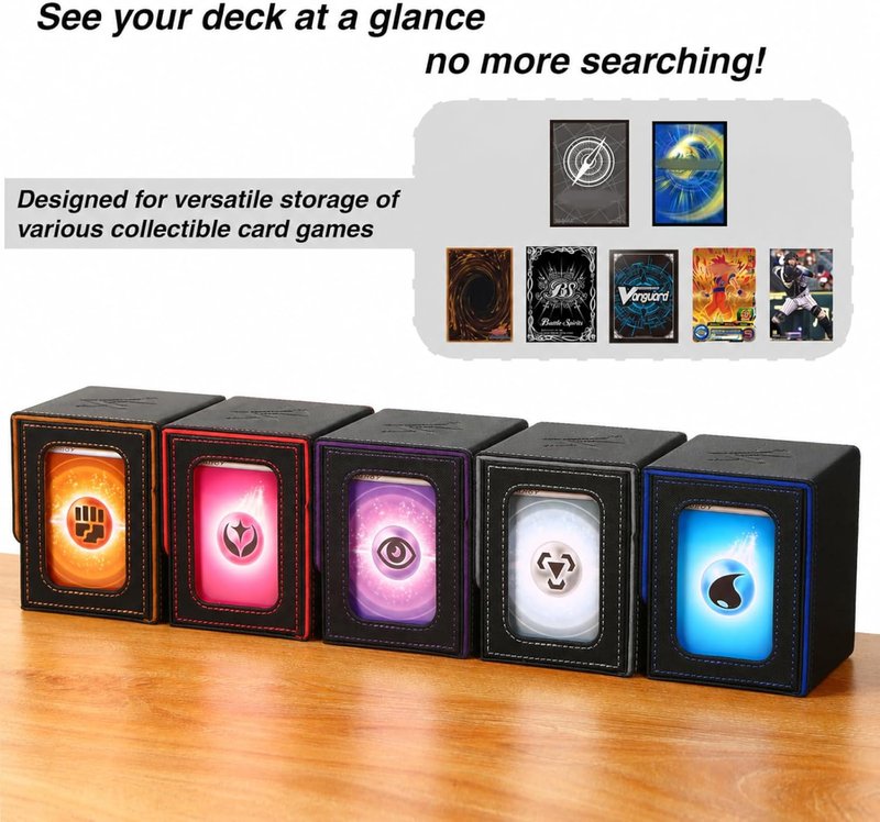 MTG Deck Box for Commander | Holds 100 Double-Sleeved Cards - Black & Orange with Window