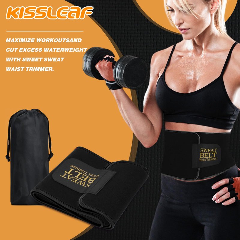 kissleaf Waist Trainers for Women Belly Fat Sweat Band for Stomach Weight Loss Get into Shape Waist Trainer for Women Black