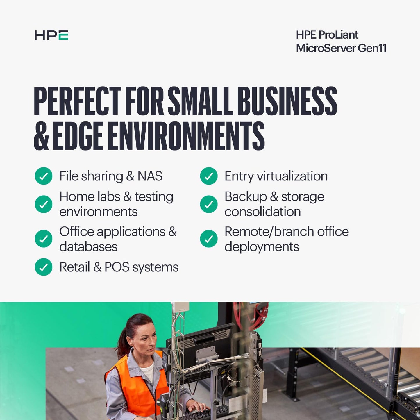 Hewlett Packard Enterprise ProLiant MicroServer Gen11 Tower Server, Intel Xeon 6325P Processor, 32GB Memory, 4TB HDD Storage, External 180W US Power Supply (HPE Smart Choice P86771-005)