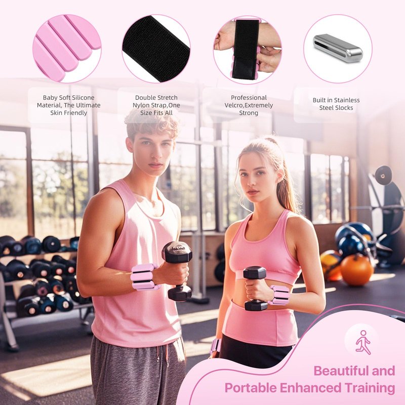 Ankle Weights for Women and Men, Set of 2 (1Lb Each) Adjustable Wrist Weighted Training Bracelet for Home Gym Workout,Strength Training Walkin Running, Foot weights for exercise(Black)