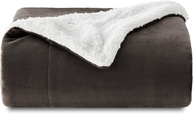 Bedsure GentleSoft Sherpa Fleece Throw Blanket Twin Size for Couch - Thick and Warm Throw for Men, Soft Fuzzy Plush Twin Blanket for Winter, Brown, 60x80 Inches