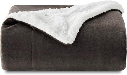 Bedsure GentleSoft Sherpa Fleece Throw Blanket Twin Size for Couch - Thick and Warm Throw for Men, Soft Fuzzy Plush Twin Blanket for Winter, Brown, 60x80 Inches
