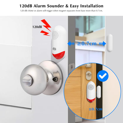 Chatthen eMylo Door Alarm, 120dB Door Alarms When Opened, WiFi Door Sensor with Alarm Light, Compatible with Smart Life app and Tuya Smart, Alarms for Home Kids Safety, 1 Pack, CSAF869