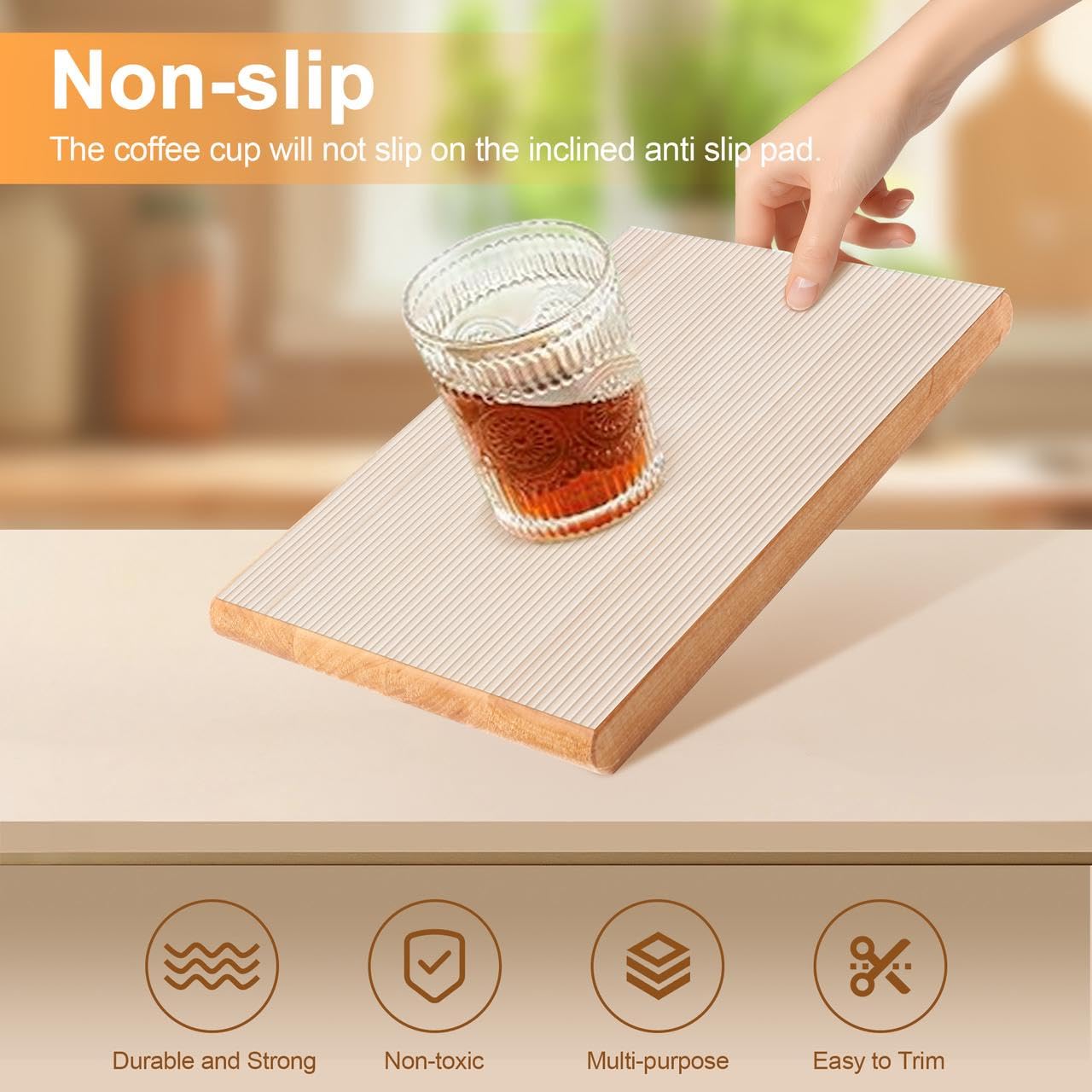 FEXIA Shelf Liners for Kitchen Cabinets Non-Slip Drawer Liner 14 Inches x 20 FT Waterproof & Oil-Proof Non Adhesive Durable Material Fridge Liner for Shelves