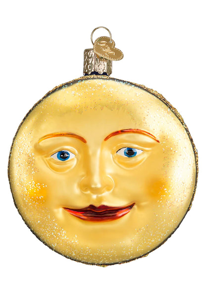 Old World Christmas Man in The Moon Glass Blown Ornament for Christmas Tree, Handcrafted Holiday Decoration, Outer Space Collection