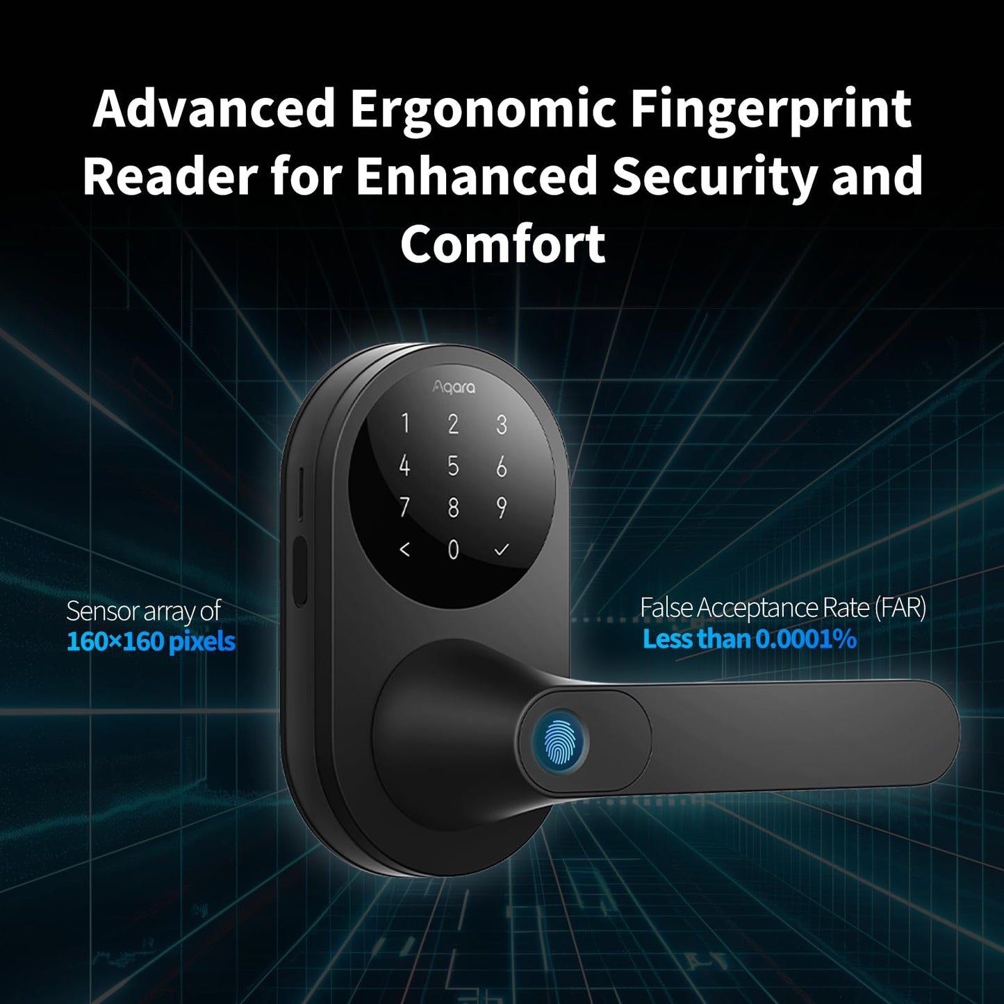 Aqara Smart Lock U300, Fingerprint Keyless Entry Door Lock with Handle, Matter Over Thread with Apple Home Keys, Touchscreen Keypad, Smart Lever Lock Supports Apple Home, Alexa, Google, IFTTT, Silver