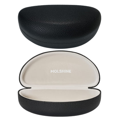 molshine Hard Shell Sunglasses Case,Classic Large Glasses Case for Sunglass,Eyeglasses with Cleaning Cloth,Pocket (Black)