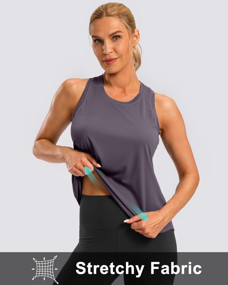 G Gradual Women's Workout Tank Tops Racerback Athletic Yoga Tops Loose Fit Sleeveless Running Gym Sports Shirts for Women(Purple Grey,XXL)