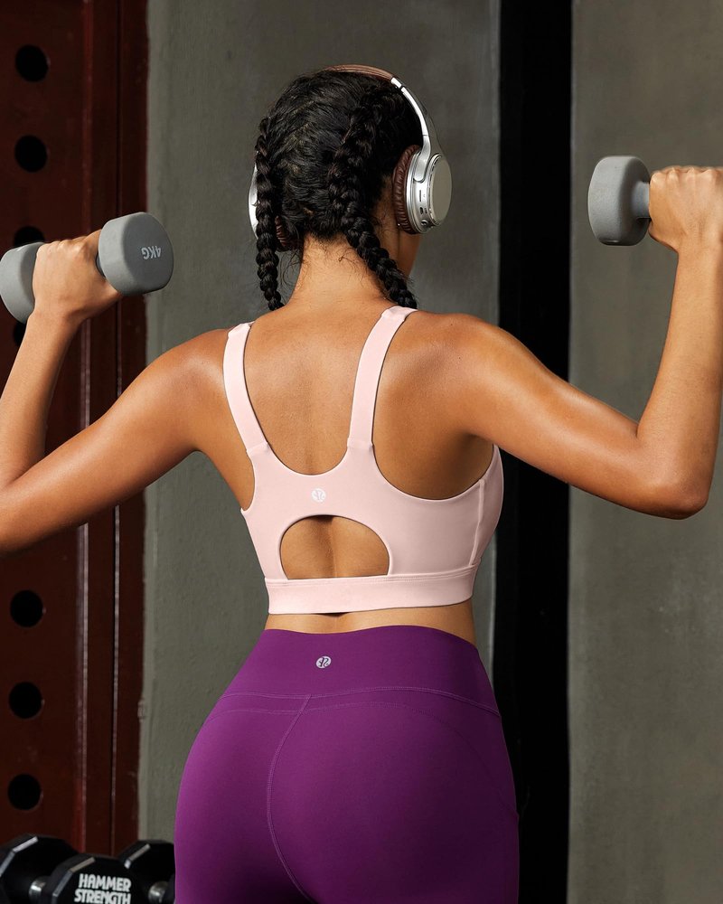 RUNNING GIRL Sports Bras for Women,Scoop Neck Racerback Pink Sports Bra Padded Medium Support Workout Yoga Bra(WX3139 Flush Pink M)