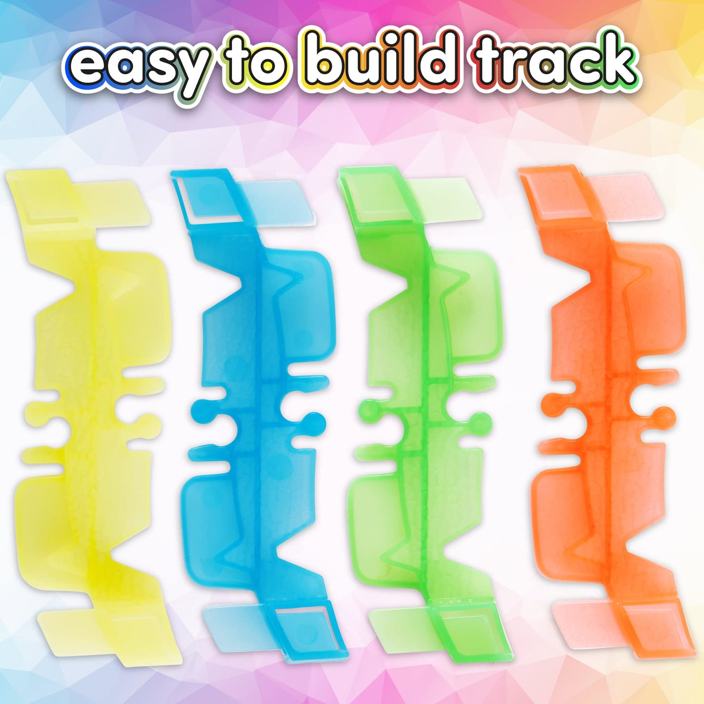 Create-A-Track Car Track Set - Race Track Toy With 220 Track Pieces & 2 Light Up Cars - Glow Tracks Racing Set For Boys or Girls