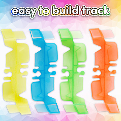 Create-A-Track Car Track Set - Race Track Toy With 220 Track Pieces & 2 Light Up Cars - Glow Tracks Racing Set For Boys or Girls