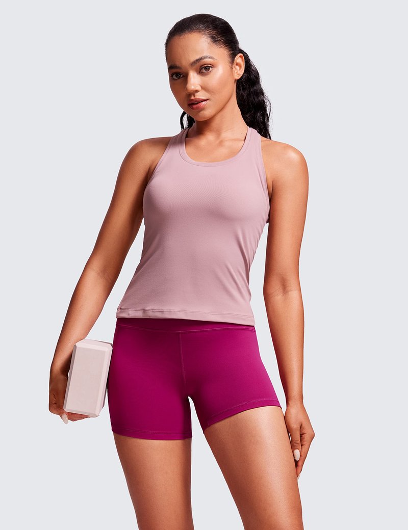 CRZ YOGA Butterluxe Biker Shorts 4'' - High Waisted Booty Workout Volleyball Yoga Womens Spandex Magenta Purple Small