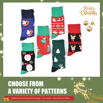 Moonlight Manor 6 Pairs Christmas Socks for Women,Xmas Crew Socks Holiday Gift Novelty Socks US Size 6-13
