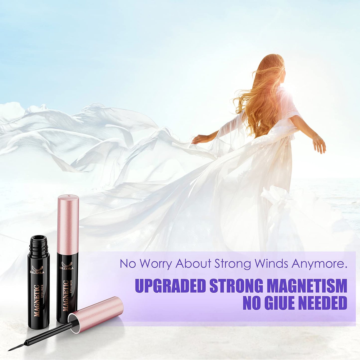 DEJAVIA Magnetic Lashes [10 Pairs], Premium Natural Looking, Reusable Lightweight Wispy Strong Magnetic Eyelashes with Applicator and Tweezers, No Glue Needed