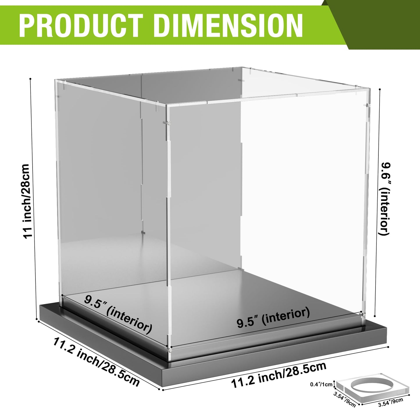 Putros Soccer Ball Display Case with Mirror and Black Metal Stackable Base Acrylic Soccer Ball Case with Transparent Removable Built-in Soccer Ball Display Stand for Autographed Volleyball
