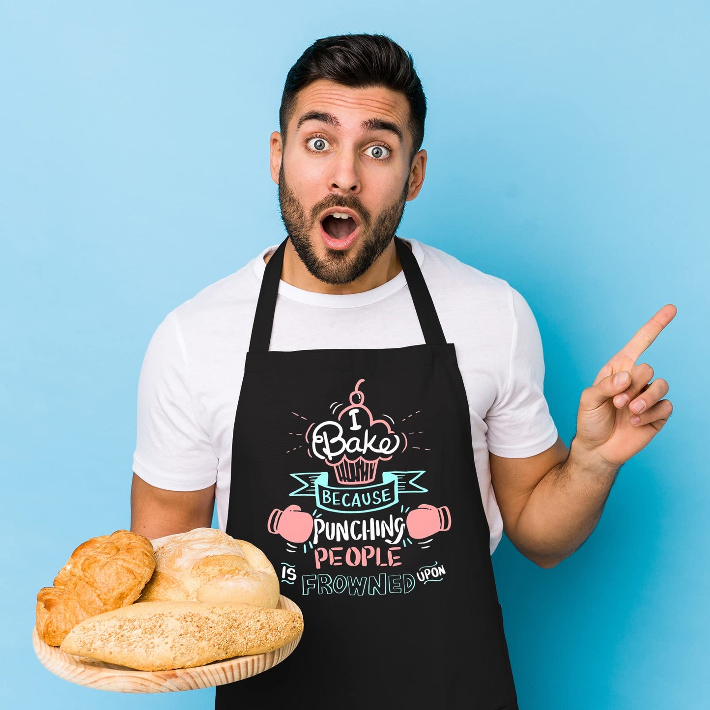 Saukore Funny Baking Aprons for Women Men, Cute Baking Gifts for Bakers, Kitchen Cooking Aprons with 2 Pockets, Birthday Thanksgiving Christmas Apron Gift for Wife Mom Sister Daughter Grandma