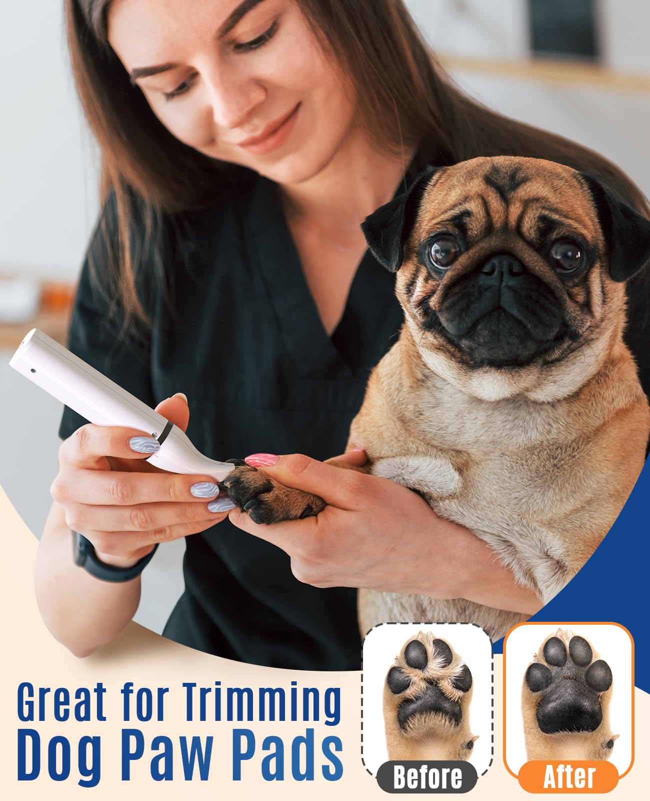 oneisall Dog Paw Trimmer with 2 Blades,Low Noise Dog Clippers Grooming Kit,Pet Trimmer for Dogs Cats Paws, Eyes, Ears, Face