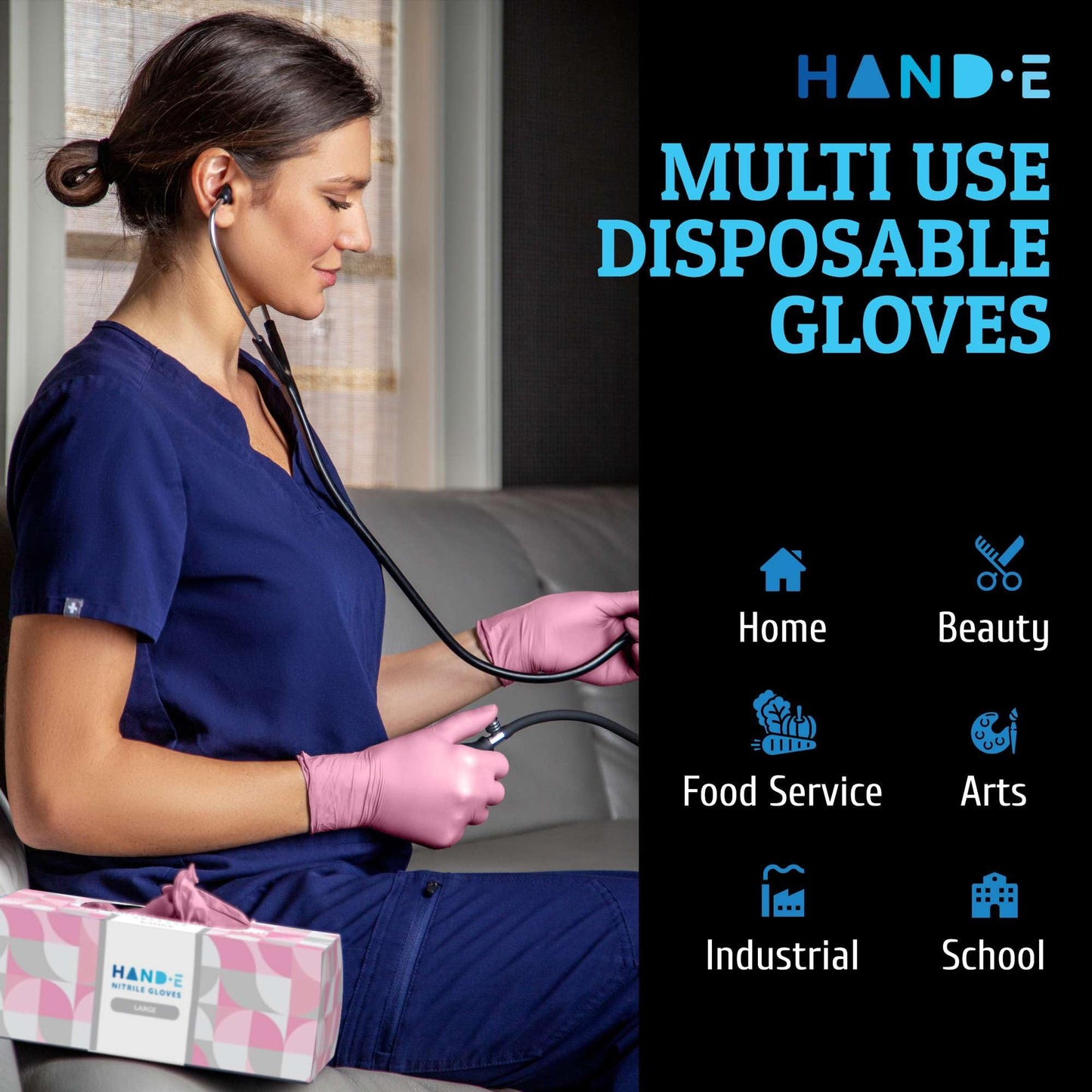 Pink Nitrile Disposable Gloves Medium, 50 Count - Esthetician, Nail Tech, Microblading, Hair Dye & Stylist, Salon, Cleaning Gloves - Latex Free Gloves