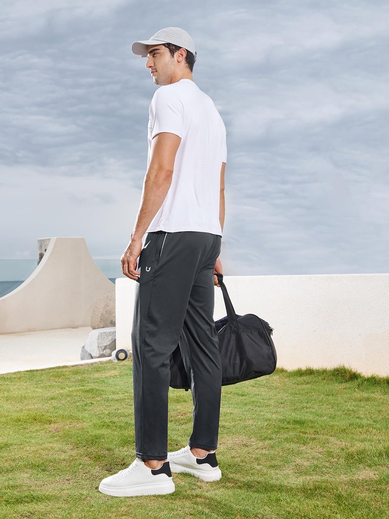 NORTHYARD Men's Joggers Athletic Workout Track Pants Running Gym Training Sweatpants with Zipper Pockets Open Hem Darkgrey L