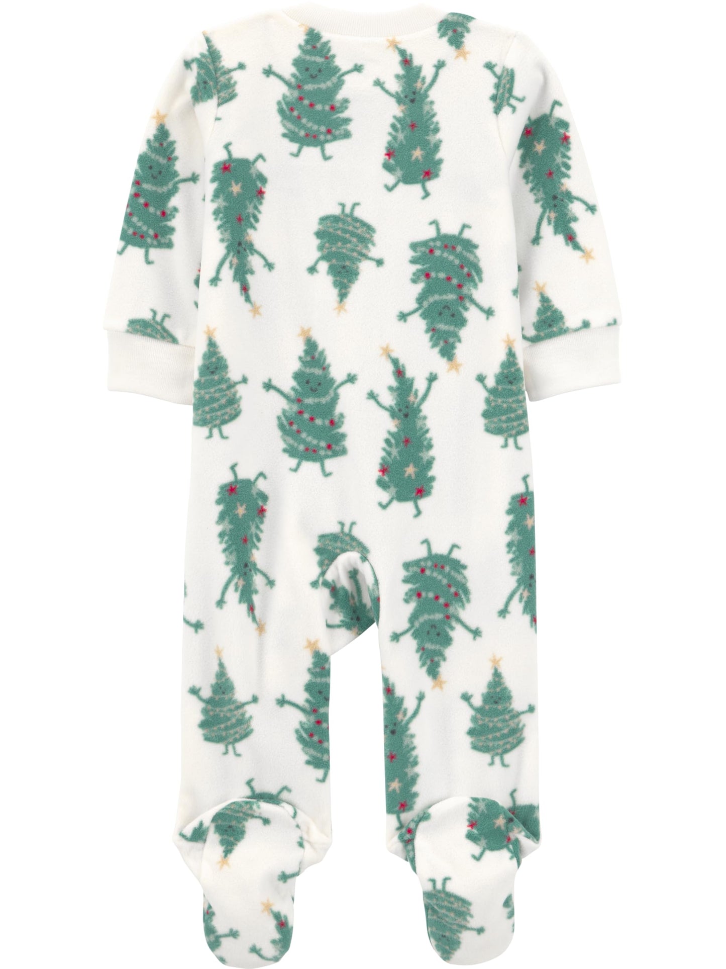 Simple Joys by Carter's Neutral Holiday Loose-fit Fleece Footed Pajamas, Santa & Trees, 3-6 Months