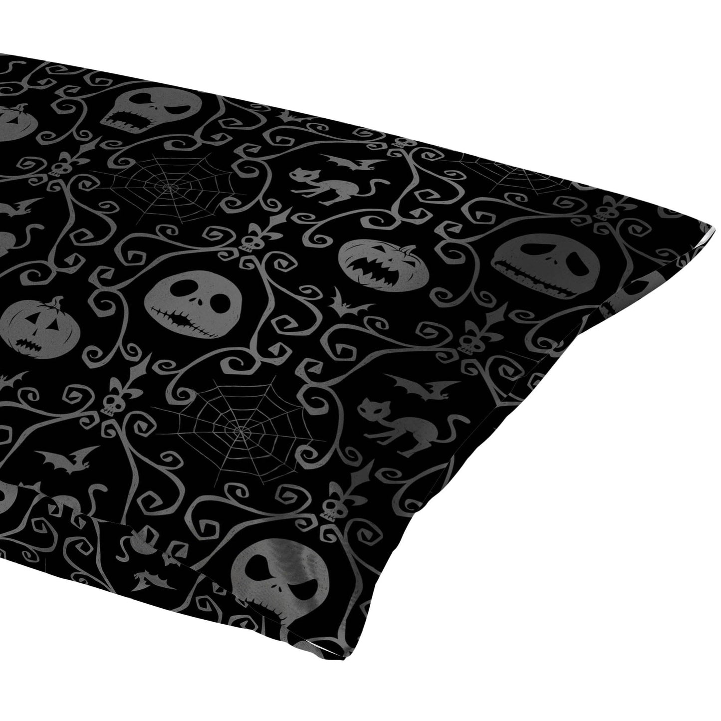 Jay Franco Satin Pillowcase - Standard Size 20x30 Inch Silky Soft Premium Pillow Cover, Black - Nightmare Before Christmas